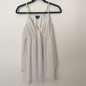 Sheer white chiffon cold shoulder dress